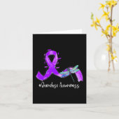 ヒッピー ドラゴンフライ パープル リボン オーバードーズ Awareness カード (黄色い花)