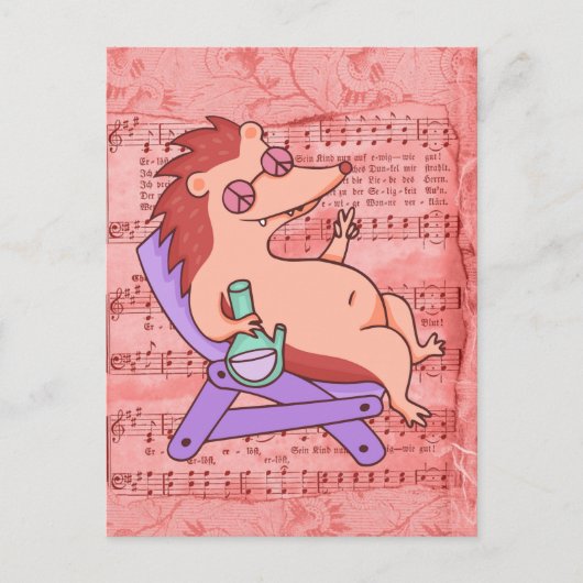 ヒッピー・ハリネズミ ポストカード (正面)