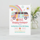 ヒッピー バン ワン ハッピー キャンパー ファースト バースデー 招待状 (スタンド正面)