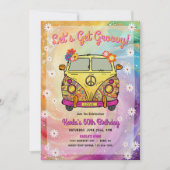 ヒッピー・バースデー・パーティーの招待状とゲーム 招待状 (正面)