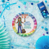 ヒッピー·ヒッピー·絞り染め70歳誕生パーティー ペーパープレート (パーティー)