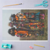 ヒッピー・ヒップスター標準プードルシスターズ・デコページ 薄葉紙 (クラフト)