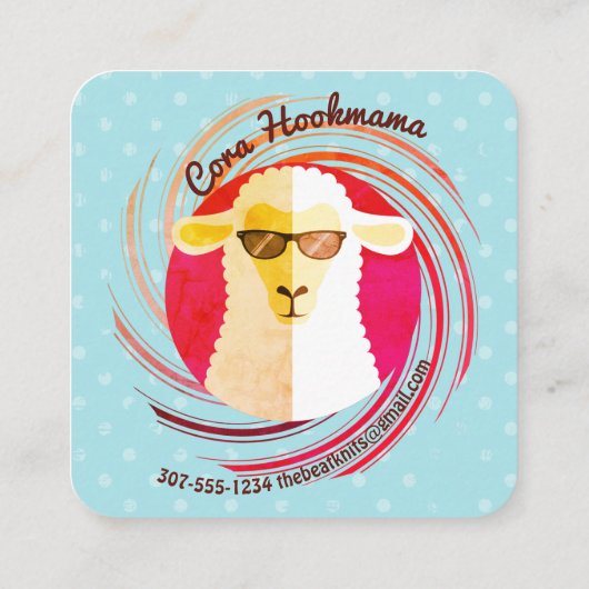 ヒッピー・ビートニク・ヒープ・編み物・クロチェット・ロゴ スクエア名刺 (裏面)