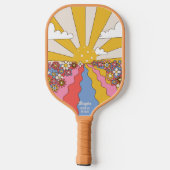 ヒッピー"ピックボール"サンセットカラフルレトロカスタム ピックルボールラケット (裏面)