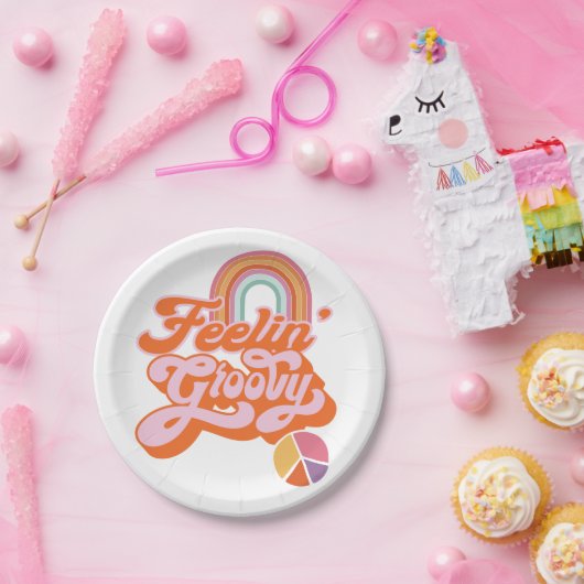 ヒッピー・フィーリンの溝深い虹の平和サイン ペーパープレート (パーティー)