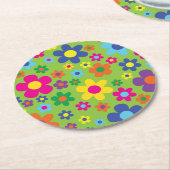 ヒッピー・フラワーキッドの誕生日パーティー ラウンドペーパーコースター (アングル)