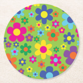 ヒッピー・フラワーキッドの誕生日パーティー ラウンドペーパーコースター