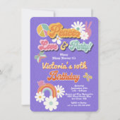 ヒッピー・フラワー・パワー70s 60s誕生日パーティーが招待 招待状 (正面)