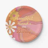 ヒッピー・フラワー・パワー70s 60s誕生日パーティー ペーパープレート (正面)