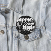 ヒッピー;ブラック&ダークグレーのストライプ 缶バッジ (インサイチュ)