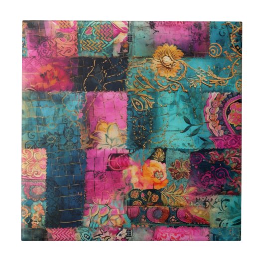 ヒッピー・ボホ・セラミック・タイル タイル (正面)