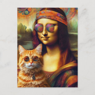 ヒッピー・モナリザと彼女の生姜猫 ポストカード