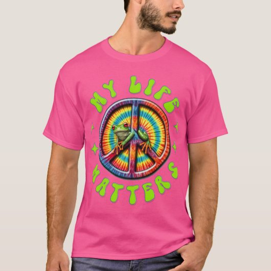 ヒッピー+ラブ+ピース+ライフ+マターズ カスタム Tシャツ (正面)