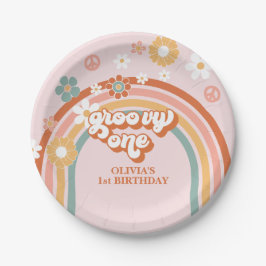 ヒッピー レインボー グルービー 1歳の誕生日 ペーパープレート