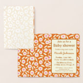 ヒッピー・レトロデイジーフローラ赤ちゃんシャワー招待 箔カード (ディスプレー)