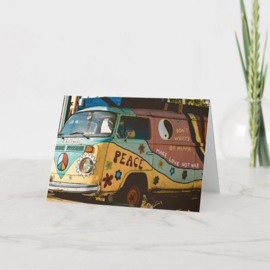 ヒッピー・ヴァン挨拶おもしろい誕生日用挨拶カード サンキューカード (正面)