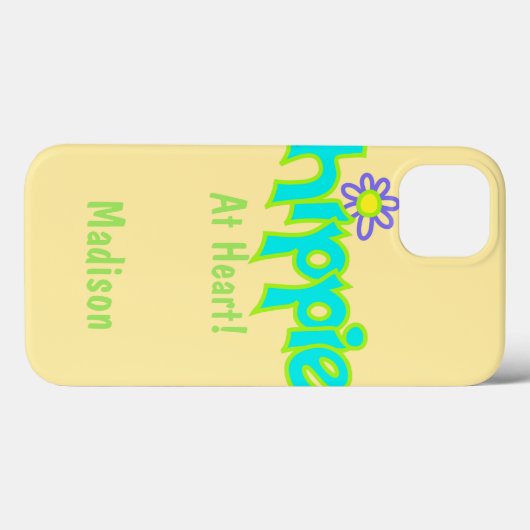 ヒッピーatハートターコイズ名個人化 Case-Mate iPhoneケース (裏面 (横))