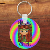 ヒッピーChick 1960s絞り染めビッグアイドールヘッドバンド キーホルダー (正面)