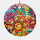 ヒッピーGroovyテクノサイケデリックサンダー_コーブ セラミックオーナメント (裏面)