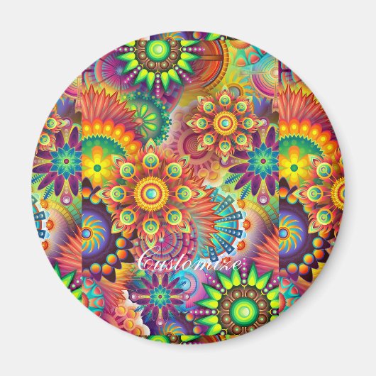 ヒッピーGroovyテクノサイケデリックサンダー_コーブ マグネット (正面)