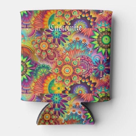 ヒッピーGroovyテクノサイケデリックサンダー_コーブ 缶クーラー (正面)