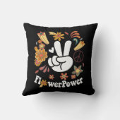 ヒッピーGroovyフラワーパワーウッドストックボヘミアンピース クッション (裏面)