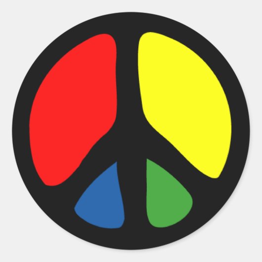 ヒッピーGroovy平和シンボル ラウンドシール (正面)
