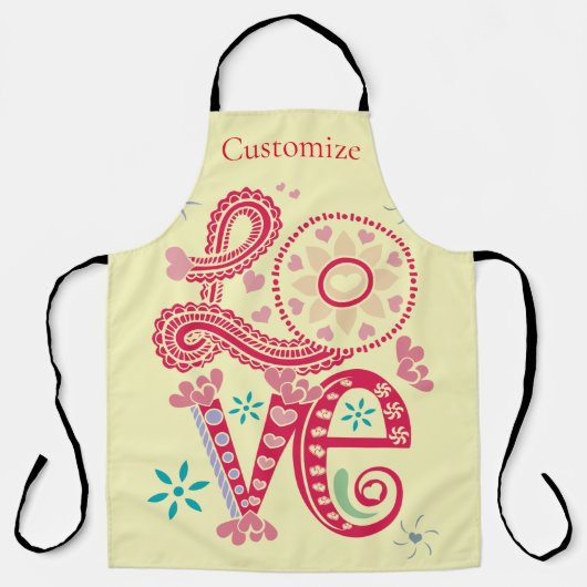 ヒッピーGroovy LoveサインThunder_Cove エプロン (正面)