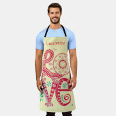 ヒッピーGroovy LoveサインThunder_Cove エプロン (着用した状態)