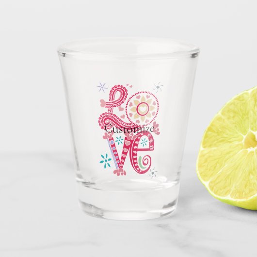 ヒッピーGroovy LoveサインThunder_Cove ショットグラス (正面)