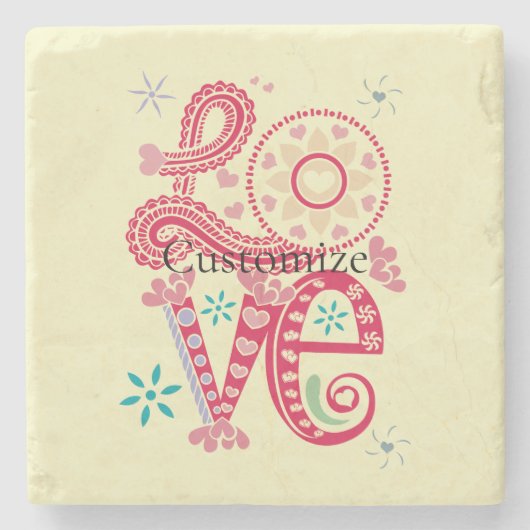 ヒッピーGroovy LoveサインThunder_Cove ストーンコースター (正面)