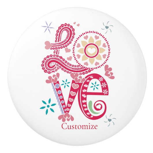 ヒッピーGroovy LoveサインThunder_Cove セラミックノブ (正面)