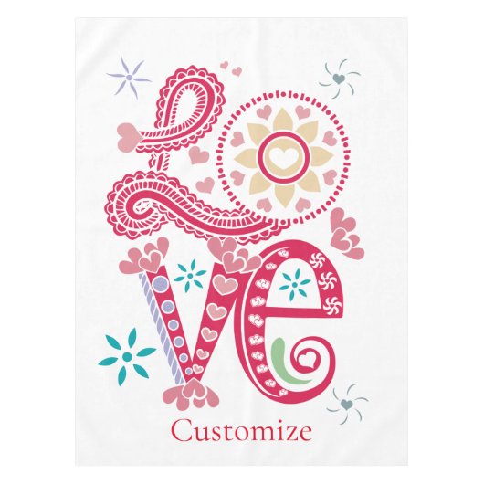 ヒッピーGroovy LoveサインThunder_Cove テーブルクロス (正面)