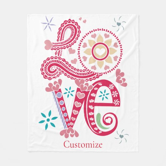 ヒッピーGroovy LoveサインThunder_Cove フリースブランケット (正面)