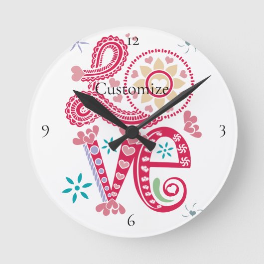 ヒッピーGroovy LoveサインThunder_Cove ラウンド壁時計 (正面)