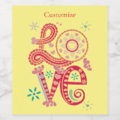 ヒッピーGroovy LoveサインThunder_Cove ワインラベル (シングルラベル)