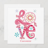 ヒッピーGroovy LoveサインThunder_Cove 招待状 (正面/裏面)