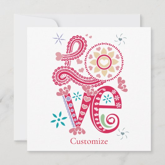 ヒッピーGroovy LoveサインThunder_Cove 招待状 (正面)