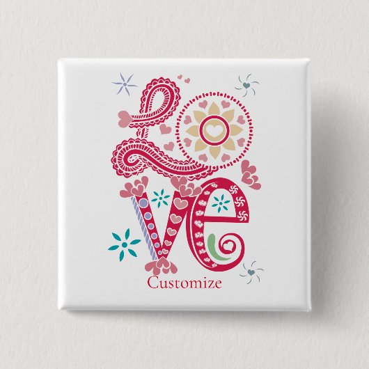 ヒッピーGroovy LoveサインThunder_Cove 缶バッジ (正面)