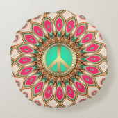 ヒッピーGroovy Love & Peace Sunflower ラウンドクッション (裏面)