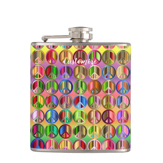 ヒッピーgroovyThunder_Cove和平シンボル  フラスク (正面)
