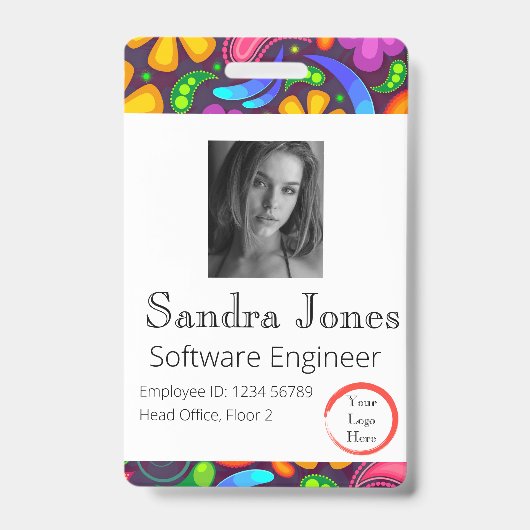 ヒッピーIDカード(縦/ポートレート) バッジ (正面)