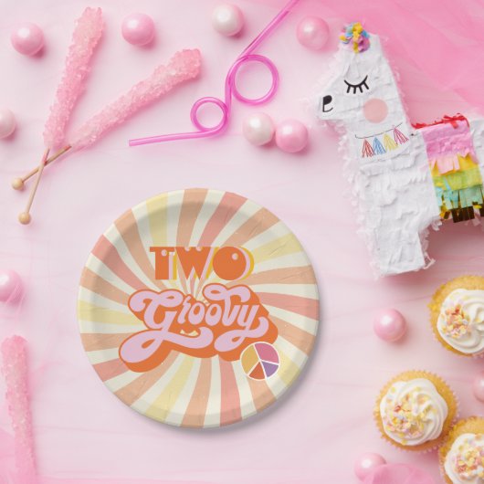 ヒッピーTwo Groovy ペーパープレート (パーティー)