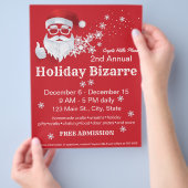 ヒップなサンタクロースのペーパーカットが赤いクリスマスイベント チラシ (手)