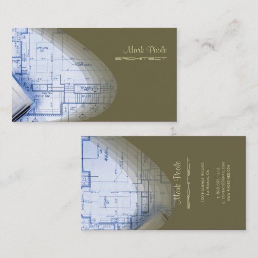 ヒップな建築家名刺 ラウレルグリーン 名刺 (正面/裏面)