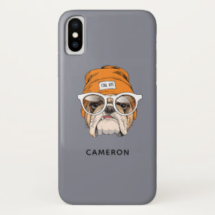 ヒップスカッコいいターブルドッグ 名前の追加 iPhone X ケース
