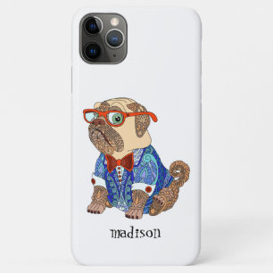 ヒップスカラフルスターのパグパーソナライズされたド iPhone 11 PRO MAXケース