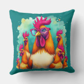 ヒップスターおもしろいルースターレトロアポップ・アートのートイラストレーション クッション (裏面)