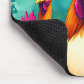 ヒップスターおもしろいルースターレトロアポップ・アートのートイラストレーション マウスパッド (コーナー)