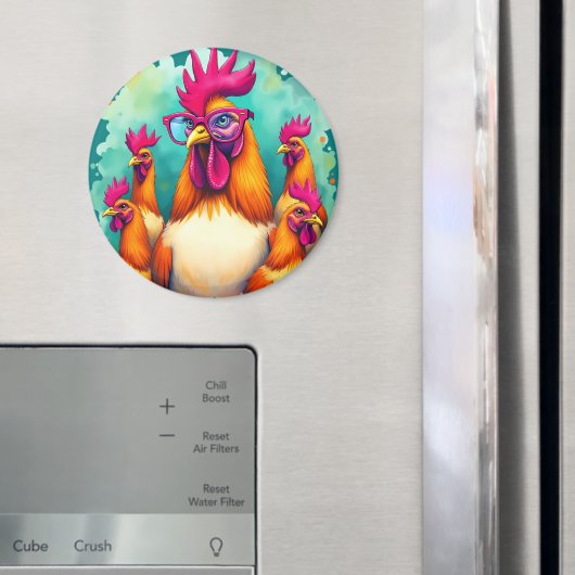 ヒップスターおもしろいルースターレトロアポップ・アートのートイラストレーション マグネット (インサイチュ (冷蔵庫))